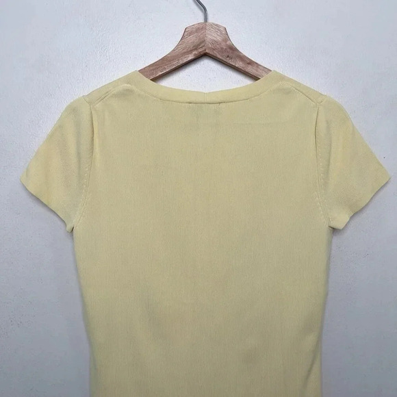 Talbots Womens Petite M Vintage Square  Neck Ribbed Knit Short Sleeve Sweater - Picture 10 of 11